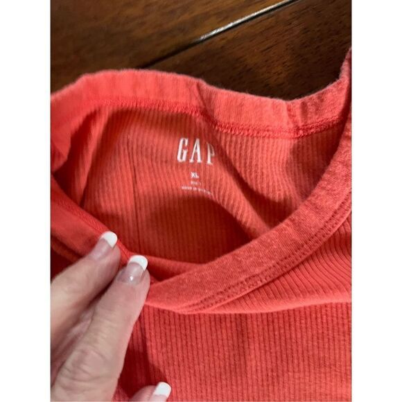 Gap ribbed women’s cap sleeve tee, coral-orange color, xl - Picture 3 of 3